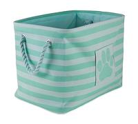 Bone Dry Poubelle rectangulaire à rayures en polyester Turquoise Grand format