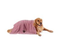 Bone Dry Serviette de toilettage pour Animaux de Compagnie en Microfibre absorbante, Taille XL, 104,1 x 60,7 cm, Rose brodée