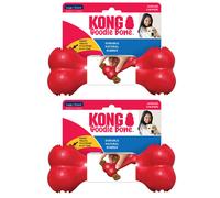 Bone Kong Goodie - Treat Dispensing Natural Rubber Os - Rouge - Pour les gros chiens (2 pack)