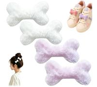 Bone Shoe Accessories Plush Clips Bone Pin,Handmade DIY Dog Bones Hair Clip