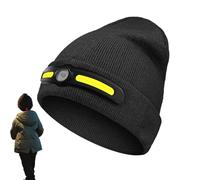 Boneie LED avec 3 modes lumineux - lampe frontale rechargeable à capuchon | Bonsieur en tricot doux avec LED intégré pour le vélo de nuit, la course, la randonnée, le camping | Chapeau chaud mains lib