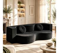 Boneless Couch - Canapé Lit Convertible Compact,sans Armature & Rapide Noir | Canapé Lit 2 Places - Compressé, déploiement <30 min. Mousse ferme, tissu lavable, tailles 150/200 cm.