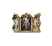 Bonella Brothers Bonella Brothers Triptyque de dévotion en bois de Jésus Miséricordieux 6 x 9 cm Fabriqué en Italie