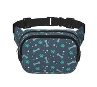 Bones and Dog Claws Sac banane carré double couche réglable Mini ceinture Sac d'exercice Course Voyage Randonnée, noir, One Size