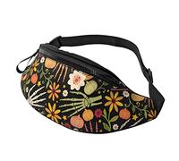 Bones and Flowers Sac Bandoulière Coureur Petite Poche Hanche Sac Banane Running Waistpack Bumbag Beltbag Sport Mince À La Mode pour Jogging Randonnée Femme
