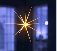 Bonetti Lampe étoile LED acrylique 14 LED blanc chaud ou changeant de couleur, minuterie 6 heures, fonctionne avec des piles, avec dispositif de suspension, étoile 3D moderne, étoile de Noël blanc