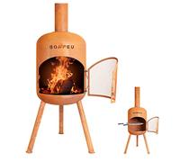BonFeu BonBono Brasero Extérieur Barbecue 45 cm - Rouille | Cheminée de terrasse avec grille de cuisson pour griller au feu de bois et profiter des flammes dans le jardin