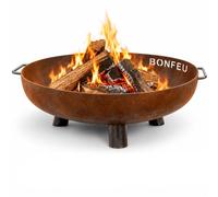 BonFeu BonBowl Plus Brasero Extérieur 60 cm - Acier Corten | Vasque à feu en acier Corten de 3 mm avec trois pieds et deux poignées pour faciliter le déplacement
