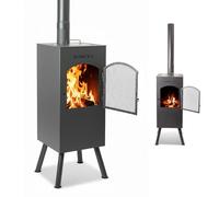BonFeu BonCarré Brasero Extérieur Barbecue 35 cm - Noir | Cheminée de jardin avec grille de cuisson, couvercle et pare-étincelles pour cuisiner au feu de bois