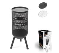 BonFeu BonVes - Brasero Exterieur avec Grill - Barbecue Plancha pour Jardin (Noir, Ø 34 cm)