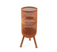 BonFeu BonVes Brasero Extérieur Barbecue avec Grille - Rouille 34 cm | Brasero compact de 34 cm en acier avec grille de cuisson pour griller au feu de bois dans le jardin