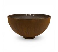 BonFeu Brasero BonBowl Pro de 100 cm de diamètre - Pour une expérience de feu intense - Brasero en acier Corten de 3 mm - 100 x 100 x 50 cm