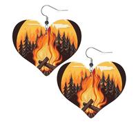 Bonfire Boucles d'oreilles pendantes légères en cuir pour femme en forme de cœur