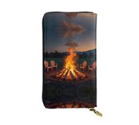 Bonfire Long portefeuille en cuir, porte-cartes de crédit, porte-monnaie zippé et compartiment pour carte d'identité