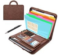 BONFORTURE Porte Document A4 Femme, Portefeuille Portfolio en Cuir PU, Classeur avec 5 Intercalaires | Bloc-notes | Stylo, Chemise de Dossier Organiseur de Conférence pour Bureau Réunion Affaires Noir