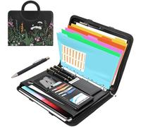 BONFORTURE Porte Document A4 Femme, Portefeuille Portfolio en Cuir PU, Classeur avec 5 Intercalaires | Bloc-notes | Stylo, Chemise de Dossier Organiseur de Conférence pour Bureau Réunion Affaires Noir