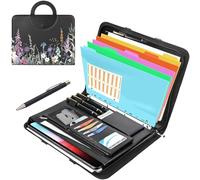 BONFORTURE Porte Document A4 Femme, Portefeuille Portfolio en Cuir Vegan, Classeur avec 5 Intercalaires | Bloc-notes | Stylo | Poignée, Chemise de Dossier pour Bureau Réunion Affaires Noir