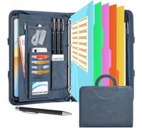 BONFORTURE Porte Document A4 Homme Femme, Portefeuille Portfolio en Cuir PU, Classeur avec 5 Intercalaires | Bloc-notes | Stylo, Chemise de Dossier Organiseur pour Bureau Réunion Affaires