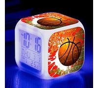 BONFUN Réveil LED Basket À Couleurs Changeantes avec Affichage des Données Et De La Température Réveil Intelligent, Cadeau pour Enfants Adolescents, Décoration De Chambre (Color : Color-2)