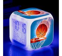 BONFUN Réveil LED Basket À Couleurs Changeantes avec Affichage des Données Et De La Température Réveil Intelligent, Cadeau pour Enfants Adolescents, Décoration De Chambre (Color : Color-6)