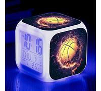 BONFUN Réveil LED Basket À Couleurs Changeantes avec Affichage des Données Et De La Température Réveil Intelligent, Cadeau pour Enfants Adolescents, Décoration De Chambre (Color : Color-3)