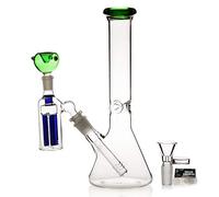 Bong en verre avec percolate Tornado - Bong à eau avec bol en verre de 14,5 mm pour fumer le narguilé (bong-1)