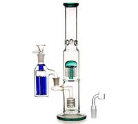 Bong en Verre avec percolateur, Bang en Verre avec Bang à Glace en nid d'abeille, Ensemble Glassic Water hooahk, tuyaux Pipe à Eau Grand narguilé avec Accessoires