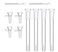 Bong en verre avec tige descendante et bol pour tuyaux d'eau, accessoires pour narguilé avec tige descendante de 14,5 mm et bol de 14,4 mm, filtre en verre avec 2 brosses de nettoyage (tiges de 16,3