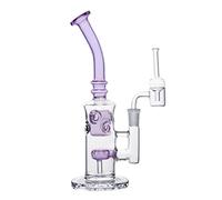 Bong en verre en nid d'abeille fait à la main avec pipe à eau en cire Perc Wax 14,4 mm avec bouchon en quartz (violet)