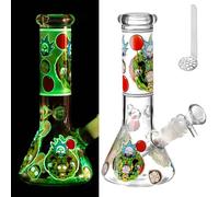 Bong en verre lumineux Masenyee de 20 cm avec bol et passoire de 14,5 mm, bang en verre pour fumer, bang robuste et épais, compact à transporter, pipe à eau Chillum (Amber Yellow)