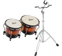 Bongo Drum Tambour Percussion Bois Sunburst Peaux Naturales Set Support Pied