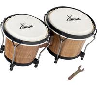 Bongo Percussion Tambour 6'' 7'' Peaux Naturels Instrument à Main Bois Tobacco