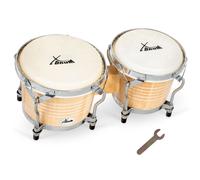 Bongo Percussion Tambour Peaux Naturel Instrument à Main Accordable Bois Natural