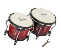 Bongo Percussion Tambour Peaux Naturels Instrument à Main Accordable Bois Rouge