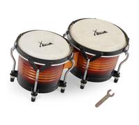 Bongo Percussion Tambour Peaux Naturels Instrument Main Accordable Bois Sunburst