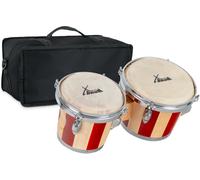 Bongo Tam Tam Percussion Latin en Bois Retro Design Peaux Naturels set Housse