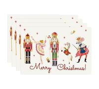 Bonhause Lot de 4 sets de table de Noël motif casse-noisette, 30 x 45 cm, lavables pour intérieur et extérieur, décoration de fête