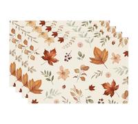 Bonhause Lot de 4 sets de table en forme de feuilles d'érable - Lavables - 30 x 45 cm - Décoration saisonnière pour la cuisine, la salle à manger - Pour intérieur/extérieur