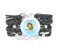 Bonheur,Chance,Dessin Animé,Abeille,Défaut,Art,Ajustable,Cuir,Tressé,Bra | Multistrat,Punk,Bracelet,Fait main,Offre,Bangle,Accessoire,Amie,Amoureux,Ethnique,Amitié,Anniversaire,Noël,Musique,Art