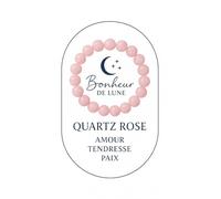Bonheur de Lune - Bracelet Élastique pierre naturelle de qualité 8mm Protection Lithothérapie Bien Etre Bijou Hommes et Femmes Cadeau Spirituel (Quartz Rose)