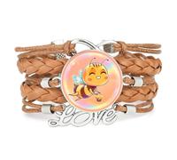 Bonheur,Éclat,Dessin Animé,Abeille,Diffraction,Réglable,Cuir,Tressé,Bra | Multistrat,Punk,Bracelet,Fait main,Offre,Bangle,Accessoire,Amie,Amoureux,Ethnique,Amitié,Anniversaire,Noël,Musique,Art