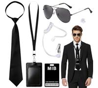 BONHHC Ensemble Men in Black : Accessoires Men in Black Deguisement - Parfait pour Costume MIB Agent Secret Sécurité & Costumes d’Espions pour Hommes Femme (C)