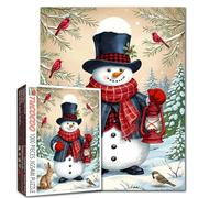 Bonhomme de neige 1000 pièces Puzzle rétro paysage d'hiver pour adultes Colibri rouge Cadeau chaud pour les jeux d'activités familiales DIY Artisanat Décoration festive Cadeaux