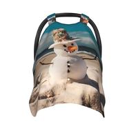 Bonhomme de neige avec coquillages assis sur la plage de sable, housse de siège de voiture pour bébé, housse d'allaitement respirante multi-usage pour maman, pare-soleil doux, cadeau de fête prénatale