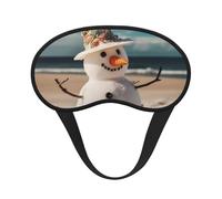 Bonhomme de neige avec coquillages assis sur la plage de sable Masque de sommeil pour homme et femme Masque de sommeil doux et confortable pour voyage, yoga, sieste, travail
