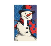 Bonhomme de neige avec écharpe rétro Pop Art - Plaque murale décorative à bascule unique pour cuisine, ferme, chambre à coucher, salle de bain