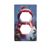 Bonhomme de neige avec écharpe rouge et blanche pour interrupteur - Plaque murale décorative pour cuisine, salle de bain - Dimensions : 7 x 11,4 cm