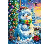 Bonhomme de neige avec une écharpe dans une forêt d'hiver 500 Pièces Puzzle Famille En Carton Sans Déformation Scène de conte de fées dessin animé Difficulté Moyenne Activité Familiale Anti-Stress Jeu