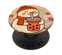 Bonhomme de Neige Bubble Tea Lover Cute Anime Kawaii Rainbow PopSockets PopGrip Adhésif