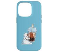 Bonhomme de Neige Buvant Un thé aux Bulles Amusant pour l'hiver Coque pour iPhone 14 Pro